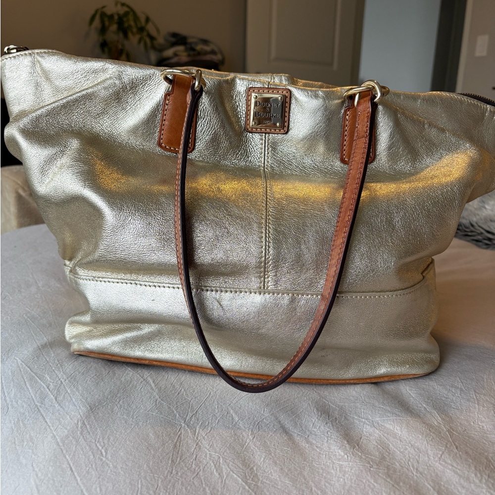 Dooney & Bourke Gold Leather Tote Bag